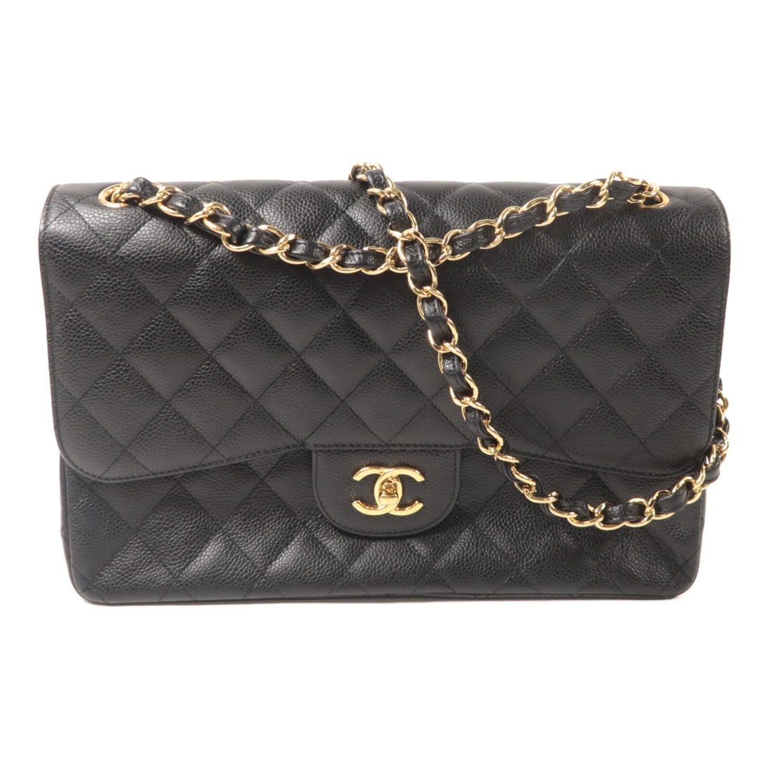 CHANEL Classic Chain Shoulder Bag Black Calfskin GHW: CHANEL Classic Chain Shoulder Bag Black Calfskin GHW This CHANEL shoulder bag features a classic design crafted from black calfskin leather. It is accented with a large chain and is designed for women