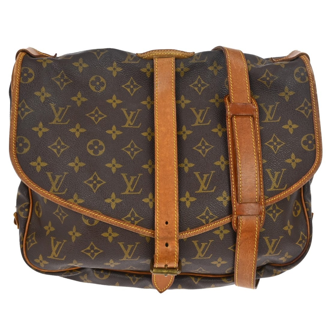 Louis Vuitton Saumur 35 Monogram Canvas Medium Shoulder Bag: Louis Vuitton Saumur 35 Monogram Canvas Medium Shoulder Bag This Louis Vuitton Saumur 35 shoulder bag features the iconic Monogram canvas leather exterior with brown leather crossbody strap and buckle