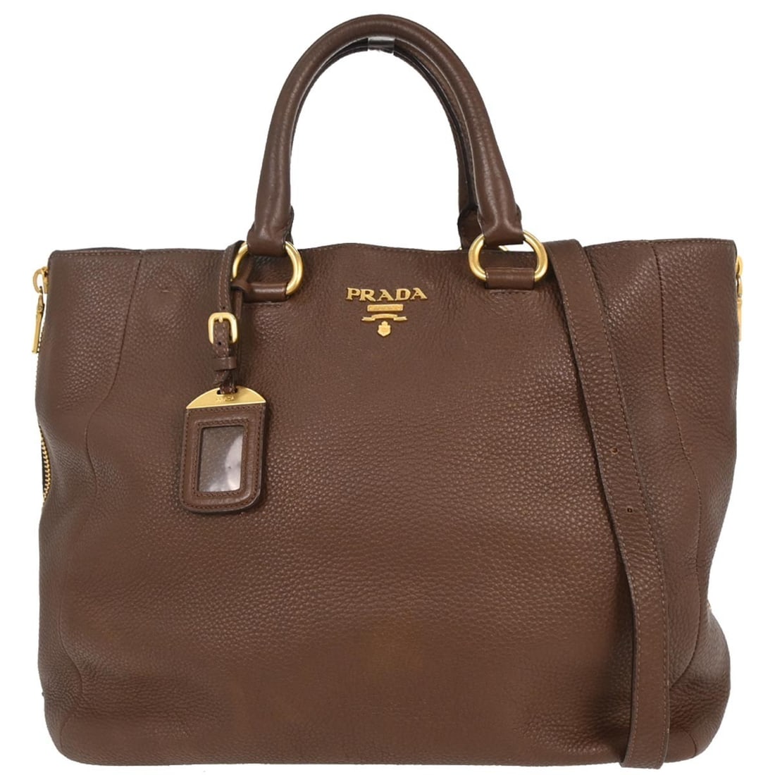 Prada Brown Leather Tote Handbag 208 Casual Top Handle (1 of 10)