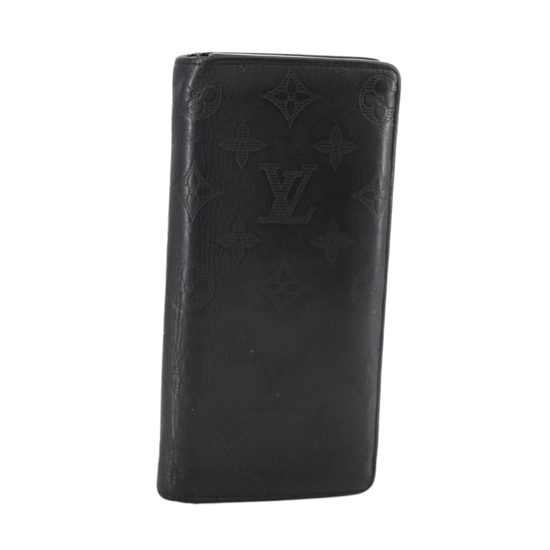 Louis Vuitton Brazza Black Leather Monogram Shadow Long Wallet: Louis Vuitton Brazza Black Leather Monogram Shadow Long Wallet The Louis Vuitton Brazza Long Bifold wallet features a black leather construction with a monogram shadow design. Suitable for unisex use,