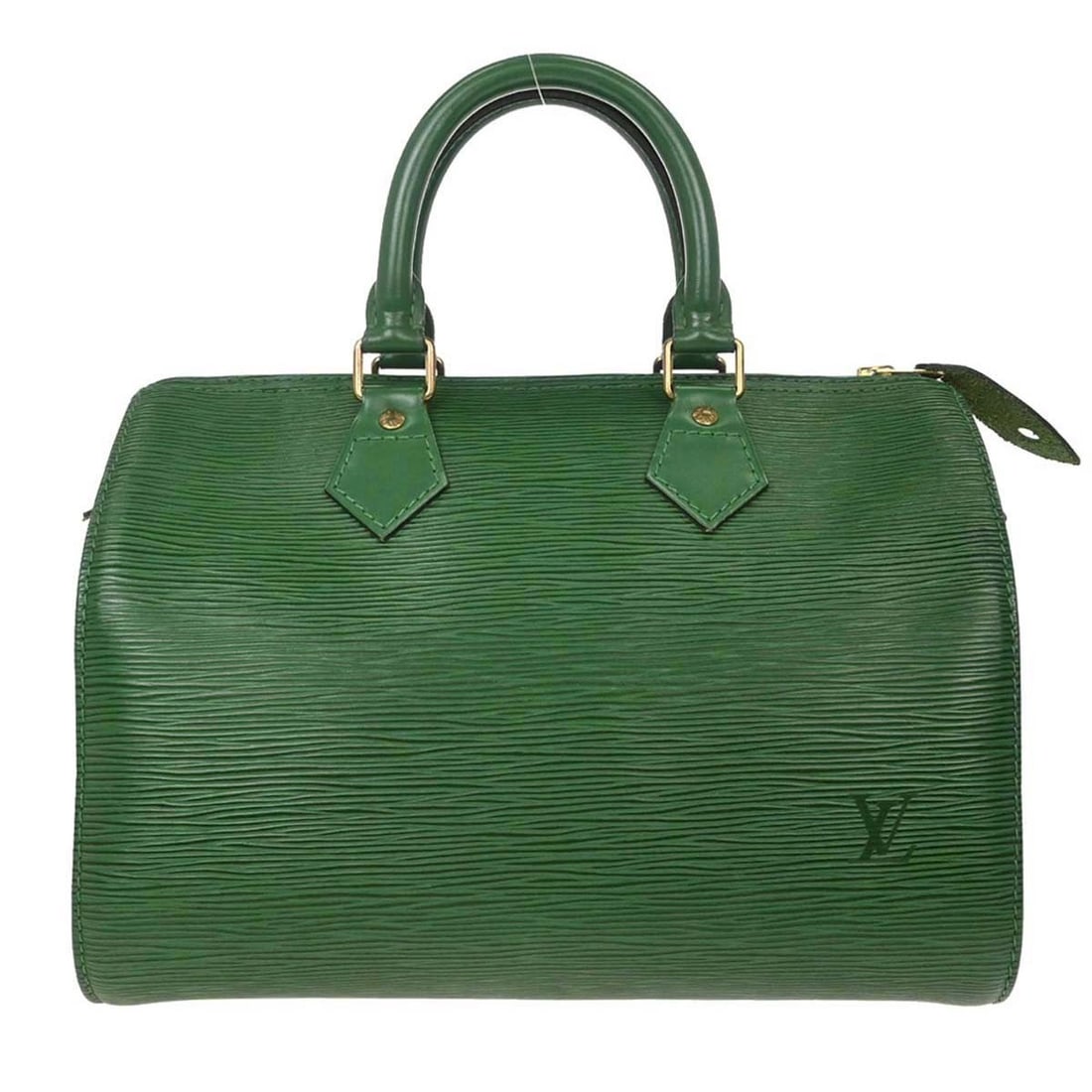 Louis Vuitton Speedy 25 Green Epi Leather Duffle Bag: Louis Vuitton Speedy 25 Green Epi Leather Duffle Bag This Louis Vuitton Speedy 25 handbag features the signature green Epi leather, offering a durable and stylish exterior. With double handles and a z