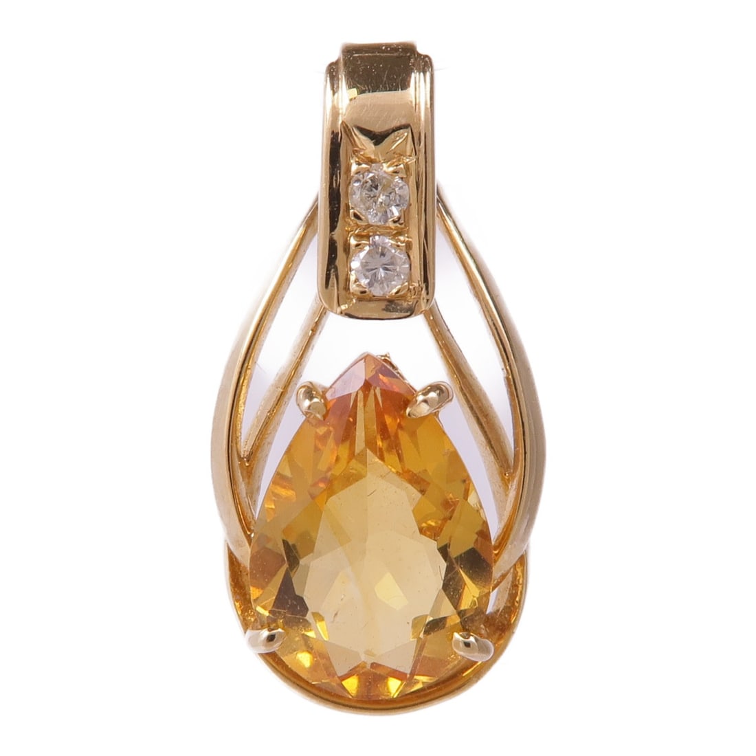 JEWELRY Quartz and Diamond Pendant Top in 14K Yellow Gold: JEWELRY Quartz and Diamond Pendant Top in 14K Yellow Gold This exquisite pendant top features a striking orange quartz stone set in a stunning 14K yellow gold frame. The elegant design showcases the n