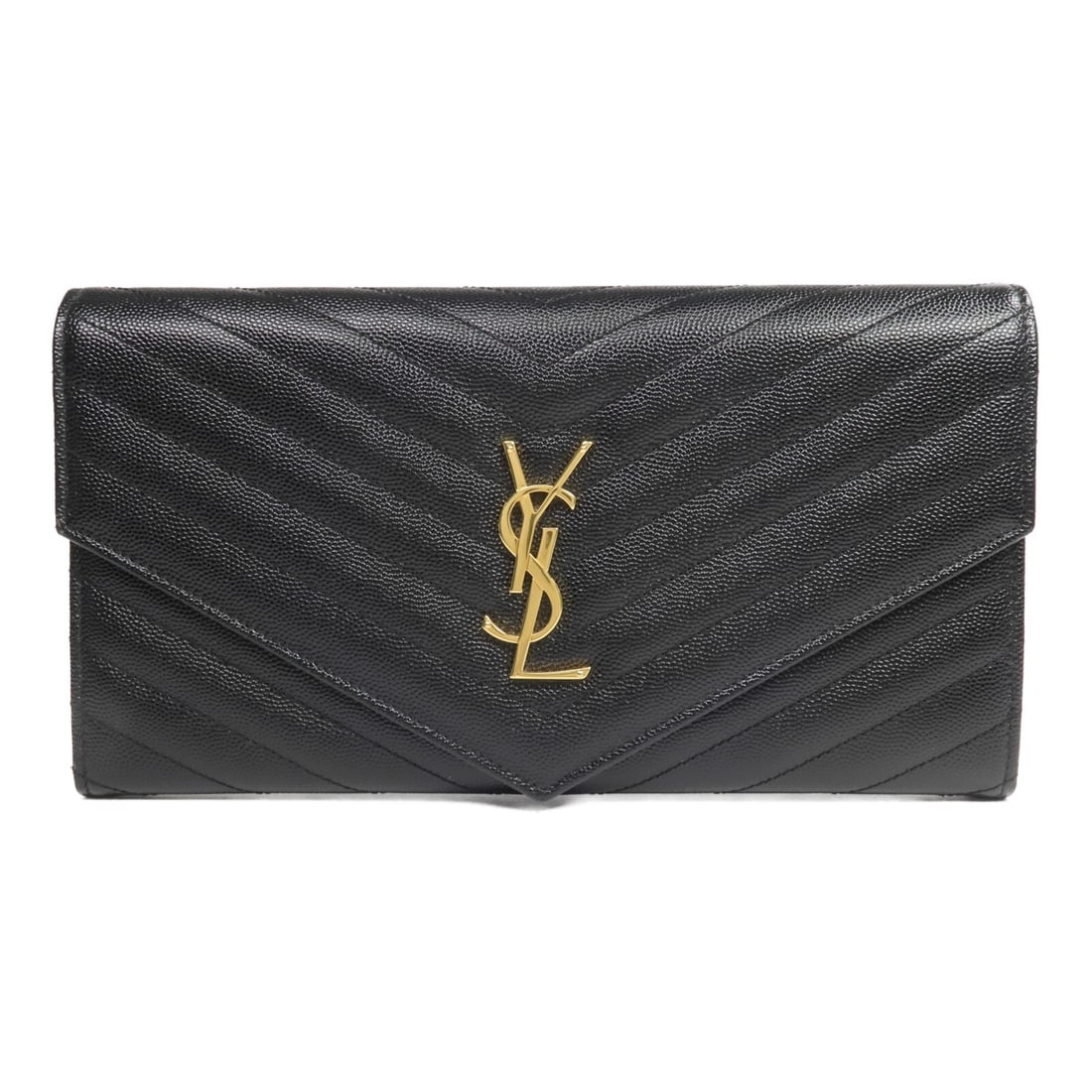 Saint Laurent Cassandre black calfskin clutch GHW: Saint Laurent Cassandre black calfskin clutch GHW This Saint Laurent Cassandre clutch bag is crafted from black calfskin leather and features gold-tone hardware. Designed for women, it offers a sleek 