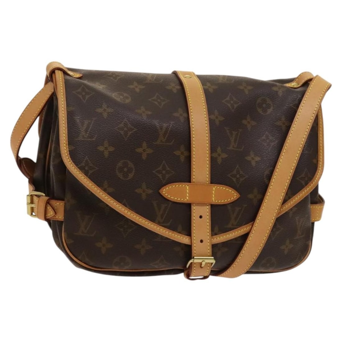 Louis Vuitton Saumur 30 Monogram Canvas Shoulder Bag M42256 with Dust Bag: Louis Vuitton Saumur 30 Monogram Canvas Shoulder Bag M42256 with Dust Bag This Louis Vuitton Monogram Saumur 30 shoulder bag features the iconic monogram canvas exterior and an adjustable shoulder str