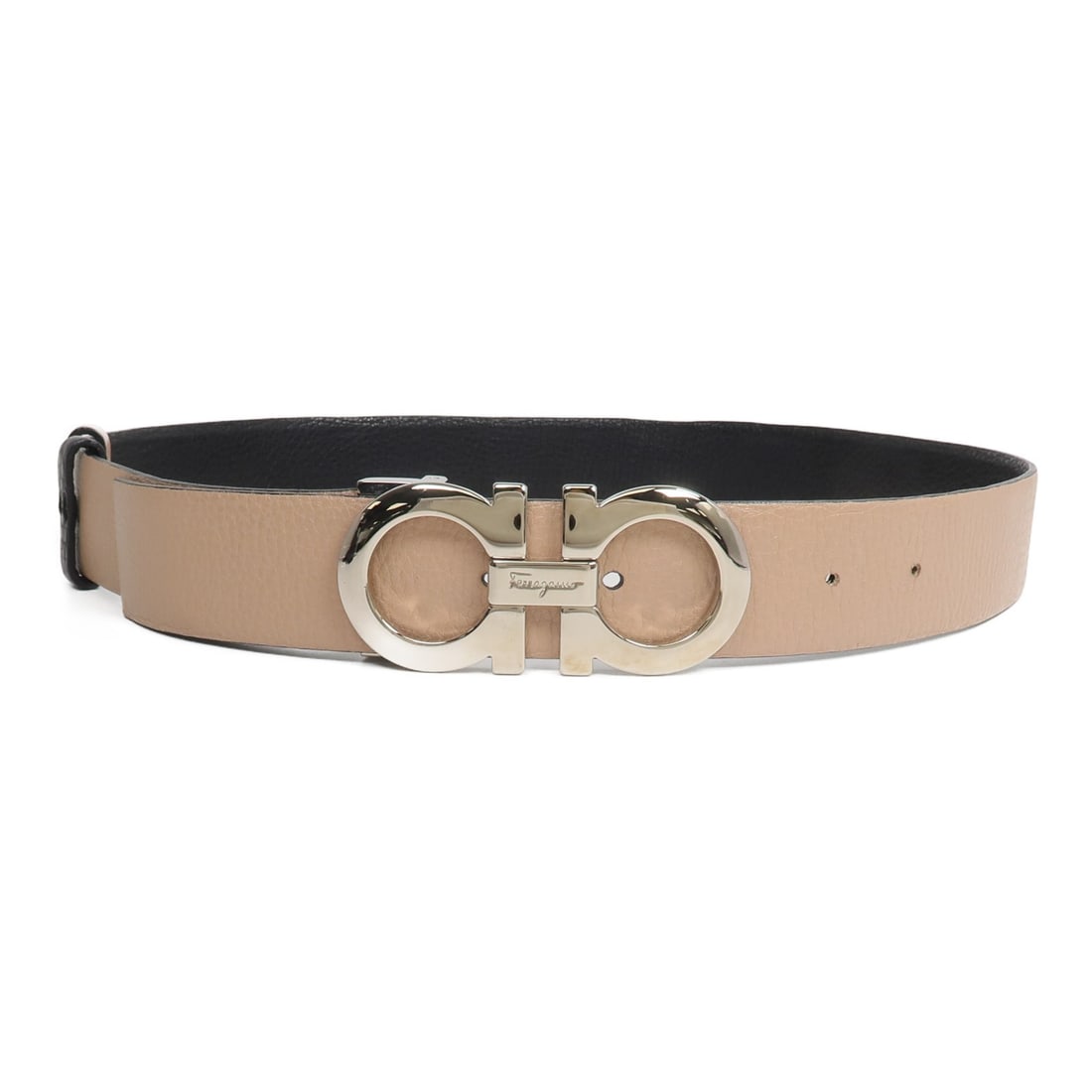 Salvatore Ferragamo Reversible Gancini Calfskin Belt Beige: Salvatore Ferragamo Reversible Gancini Calfskin Belt Beige This Salvatore Ferragamo Gancini reversible belt is crafted from beige calfskin leather, offering both durability and style. Designed for wom