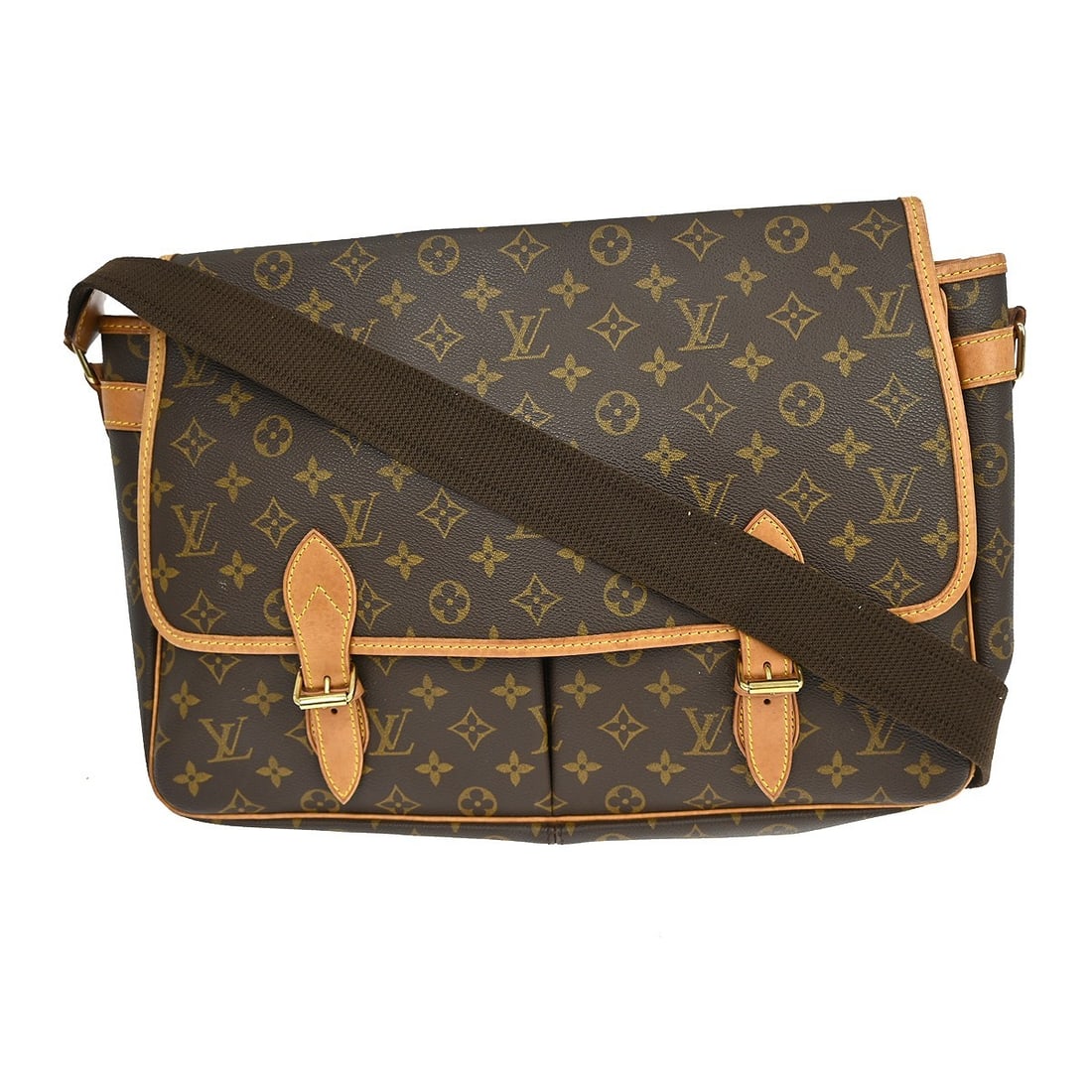 Louis Vuitton Gibeciere GM Monogram Canvas Medium Messenger Crossbody Bag: Louis Vuitton Gibeciere GM Monogram Canvas Medium Messenger Crossbody Bag The Louis Vuitton Gibeciere GM shoulder bag features the iconic monogram canvas leather exterior in brown and is designed as a