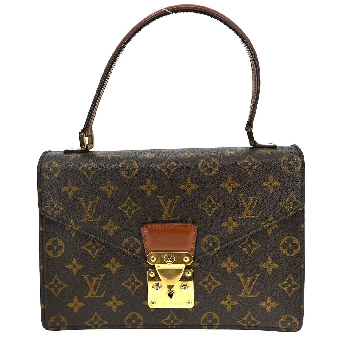 Louis Vuitton Concorde Monogram Canvas Top Handle Bag M51190 Brown: Louis Vuitton Concorde Monogram Canvas Top Handle Bag M51190 Brown This Louis Vuitton Concorde handbag, model M51190, features the signature monogram canvas exterior with brown top handles. The medium