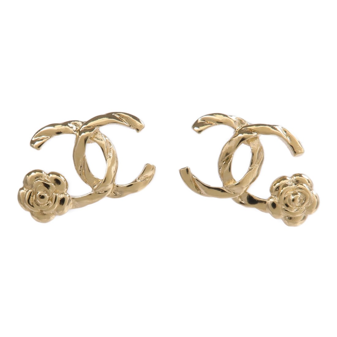 CHANEL Gold Tone Pierced CC Earrings: CHANEL Gold Tone Pierced CC Earrings These CHANEL CC pierced earrings feature a gold-tone finish and the iconic CC logo design. Crafted for women, they offer a stylish accessory option and are made fr