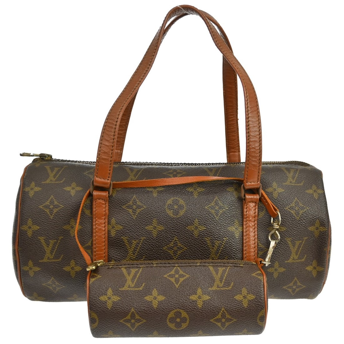 Louis Vuitton Papillon 30 Brown Monogram Canvas Medium Handbag with Double Handles: Louis Vuitton Papillon 30 Brown Monogram Canvas Medium Handbag with Double Handles This Louis Vuitton Papillon 30 handbag features the classic monogram canvas with leather accents and a double handle 