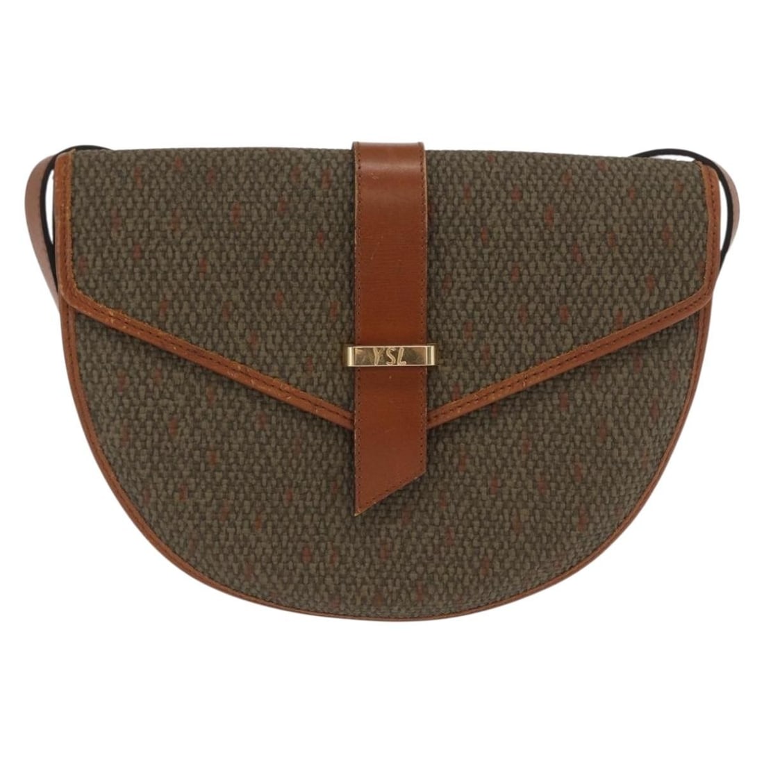 Khaki Canvas Saint Laurent Vintage Shoulder Bag from France: Khaki Canvas Saint Laurent Vintage Shoulder Bag from France This Saint Laurent vintage shoulder bag is crafted in khaki canvas and designed for women. It features a classic silhouette with leather acc