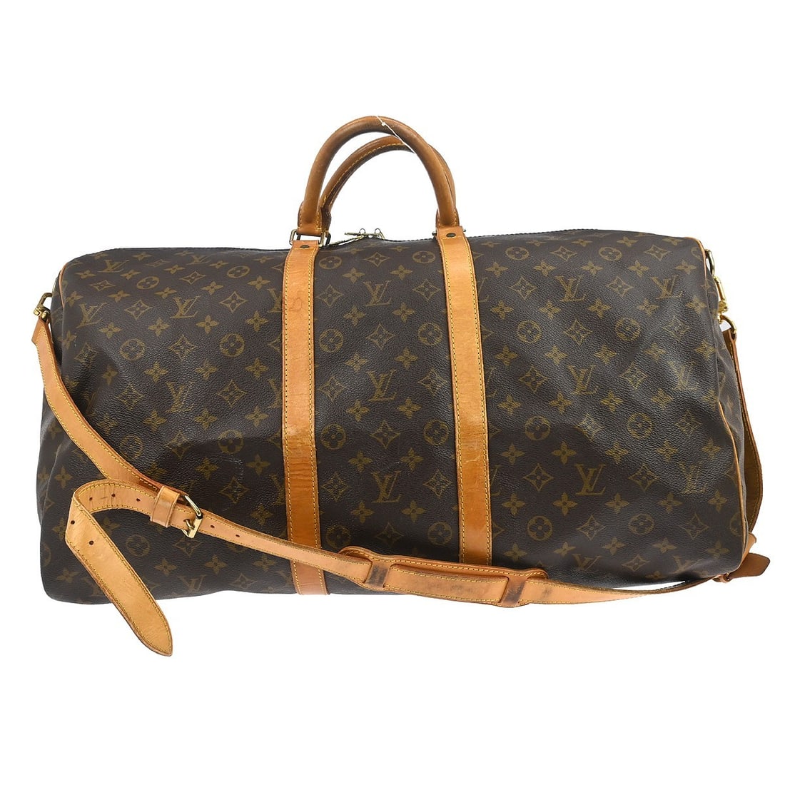Keepall Bandouliere Brown Canvas Travel Bag by Louis Vuitton 55cm: Keepall Bandouliere Brown Canvas Travel Bag by Louis Vuitton 55cm This Louis Vuitton Keepall Bandouliere Bag features the iconic Monogram canvas in brown and is designed for unisex use. Made in France