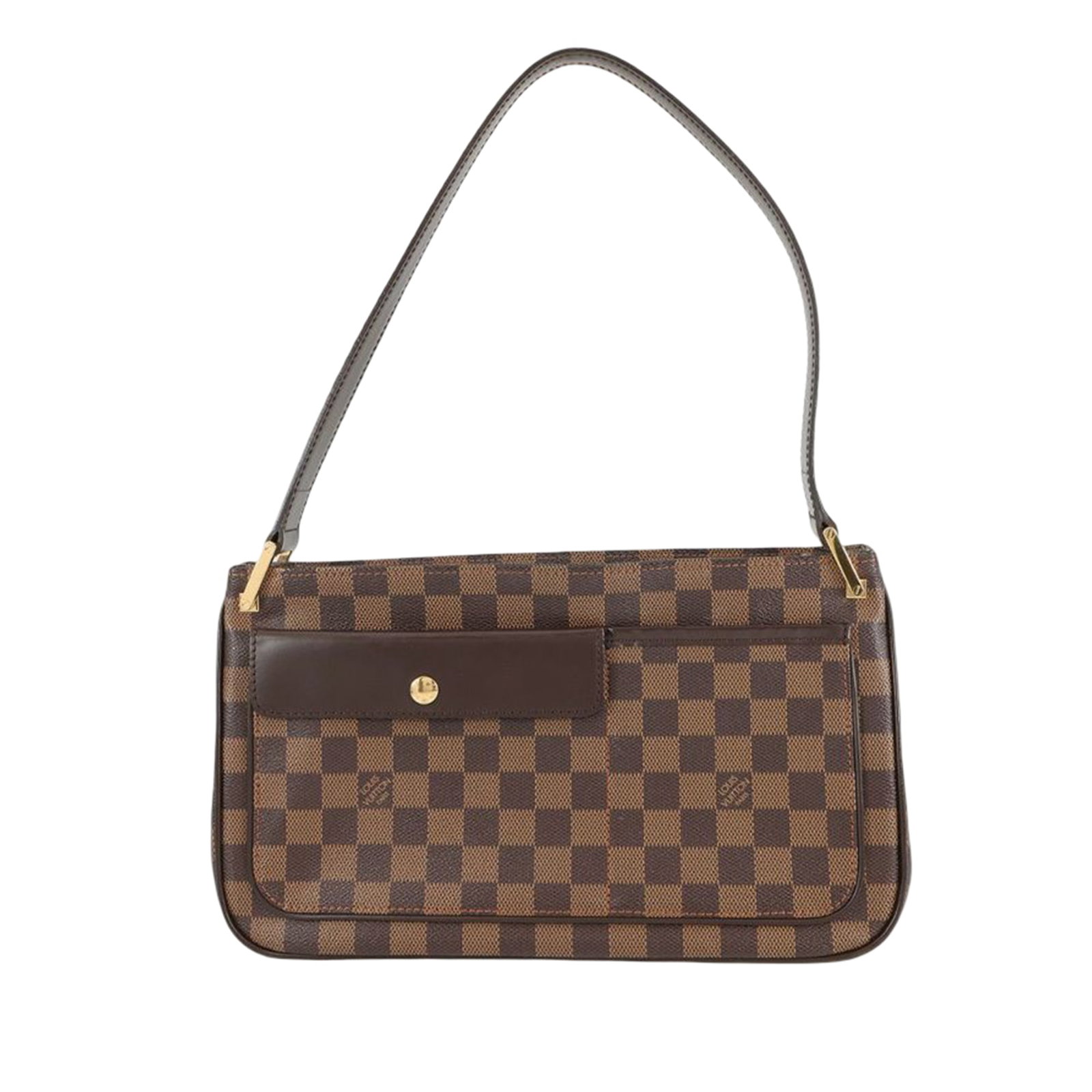 Louis Vuitton Aubagne Damier Ebene Canvas Shoulder Bag with Leather Trim: Louis Vuitton Aubagne Damier Ebene Canvas Shoulder Bag with Leather Trim The Louis Vuitton Damier Ebene Aubagne features a signature damier ebene canvas exterior with leather trim and a flat leather s