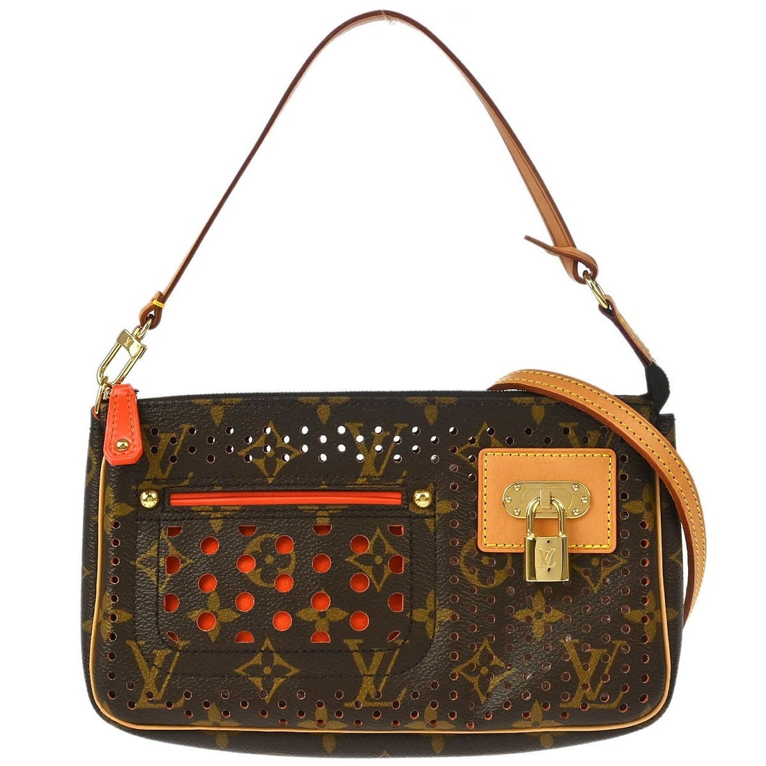 Louis Vuitton Monogram Perfo Pochette Accessoires Handbag M95185 Brown Orange: Louis Vuitton Monogram Perfo Pochette Accessoires Handbag M95185 Brown Orange Elevate your accessory collection with the Louis Vuitton Monogram Perfo Pochette Accessoires Handbag. This stylish small h