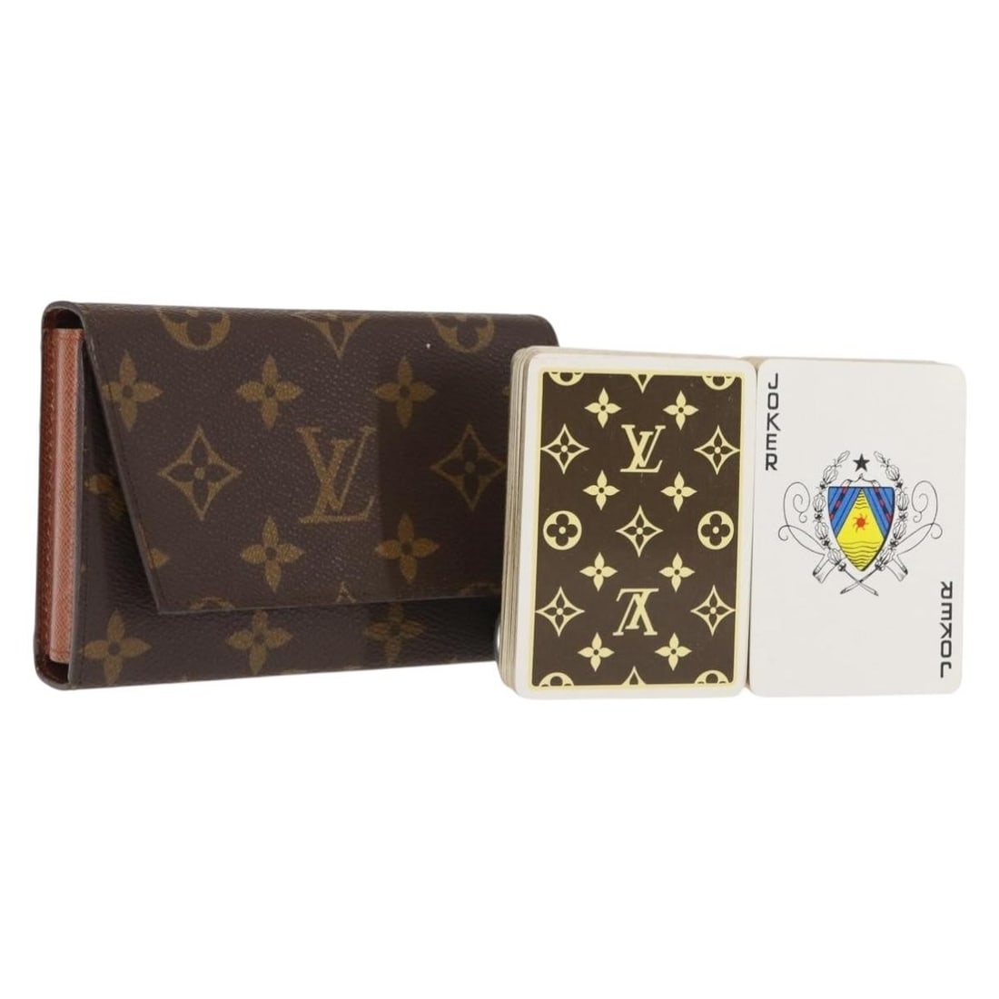 LOUIS VUITTON Monogram Playing Cards Made in France BA6541: LOUIS VUITTON Monogram Playing Cards Made in France BA6541 Elevate your game night with these authentic LOUIS VUITTON Monogram Playing Cards. Crafted in France from high-quality Monogram Canvas, this 
