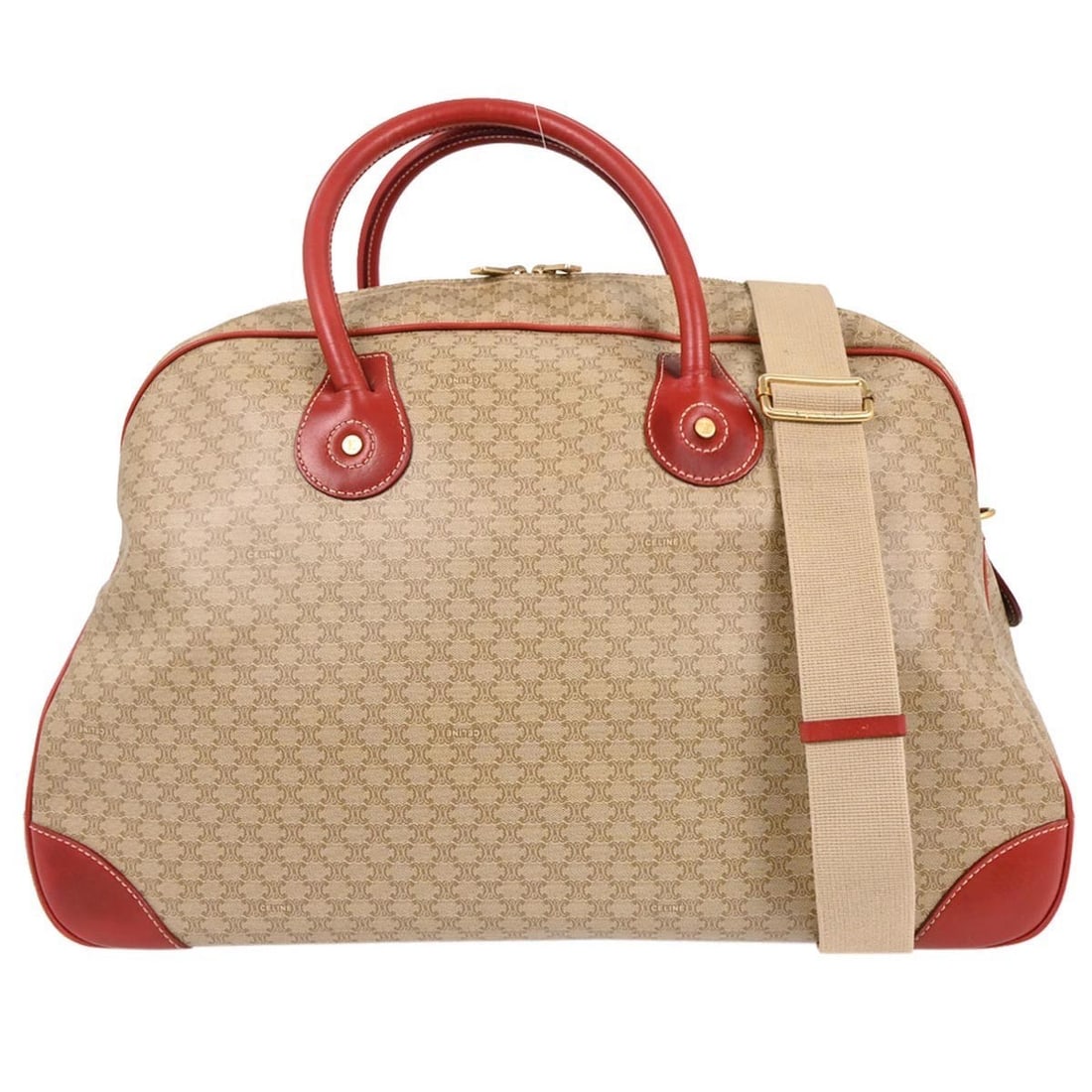 CELINE Beige PVC Macadam Duffle 2way Handbag CE00/12 Italy: CELINE Beige PVC Macadam Duffle 2way Handbag CE00/12 Italy The Celine Beige PVC Macadam Duffle 2way Handbag is a stylish and versatile accessory perfect for casual occasions. This extra-large duffle b