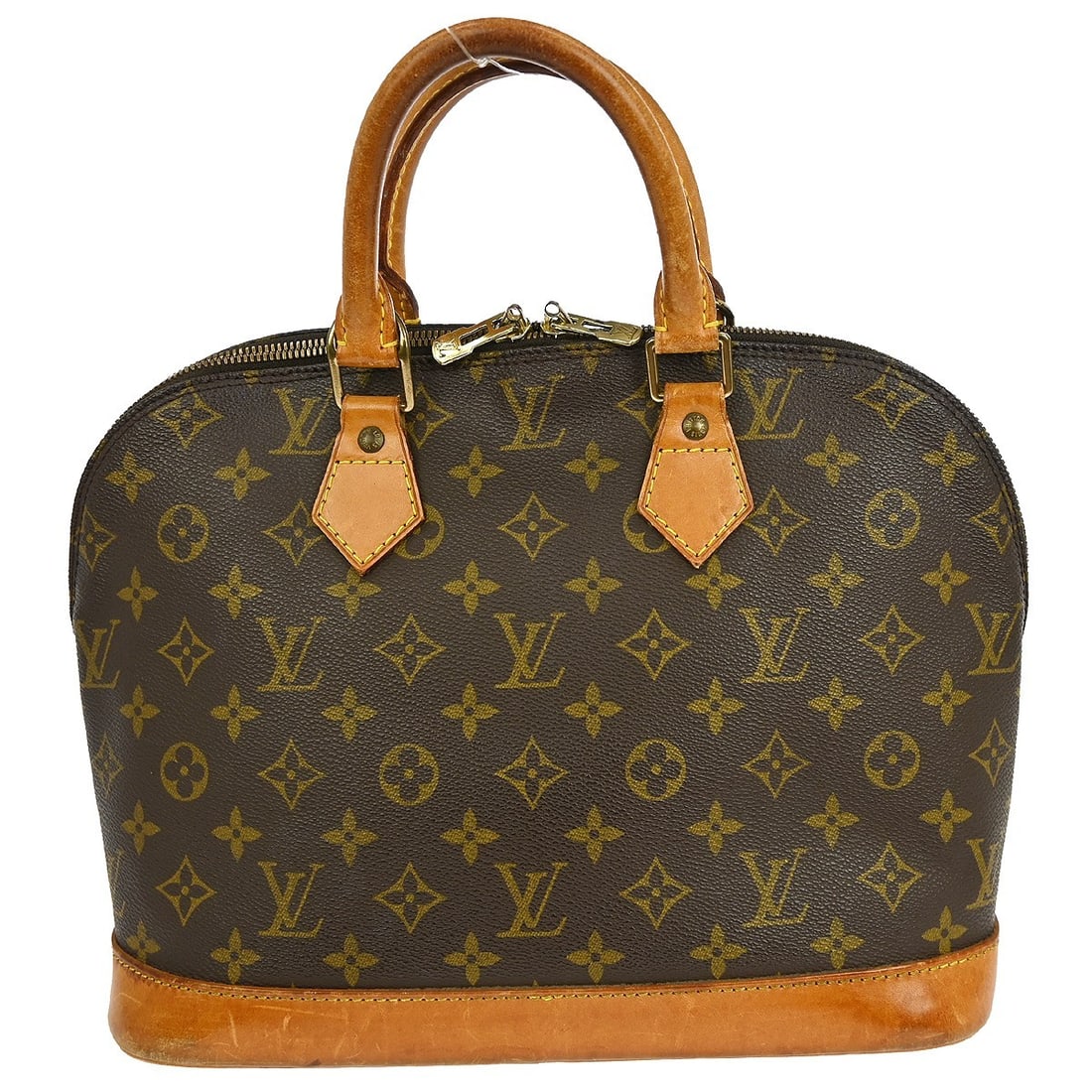Louis Vuitton Alma Monogram Canvas Medium Brown Handbag M51130: Louis Vuitton Alma Monogram Canvas Medium Brown Handbag M51130 This Louis Vuitton Alma handbag features the iconic monogram canvas exterior with beige double handles and a zip closure. Designed in a c