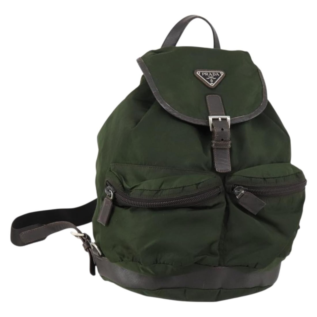 Prada Tessuto Nylon Khaki Backpack with Double Front Pockets (1 of 18)