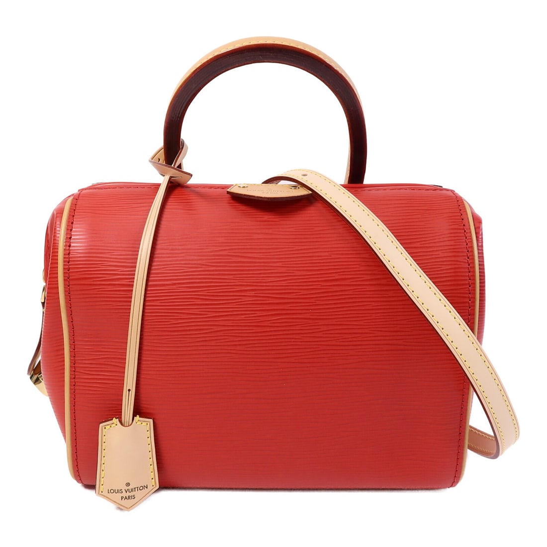 Louis Vuitton Epi Doc BB Red Calfskin Shoulder Bag GHW: Louis Vuitton Epi Doc BB Red Calfskin Shoulder Bag GHW This Louis Vuitton Epi Doc BB 2-way shoulder bag is crafted from red calfskin leather and features a versatile design that can be worn as a shoul