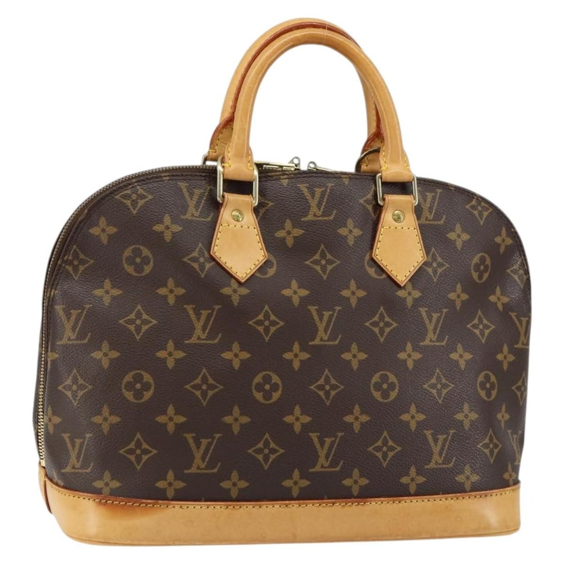 Monogram Canvas Alma Bag by Louis Vuitton in Brown: Monogram Canvas Alma Bag by Louis Vuitton in Brown This Louis Vuitton Alma handbag features the iconic monogram canvas in brown, designed for female use. The bag is crafted from canvas and made in Fra