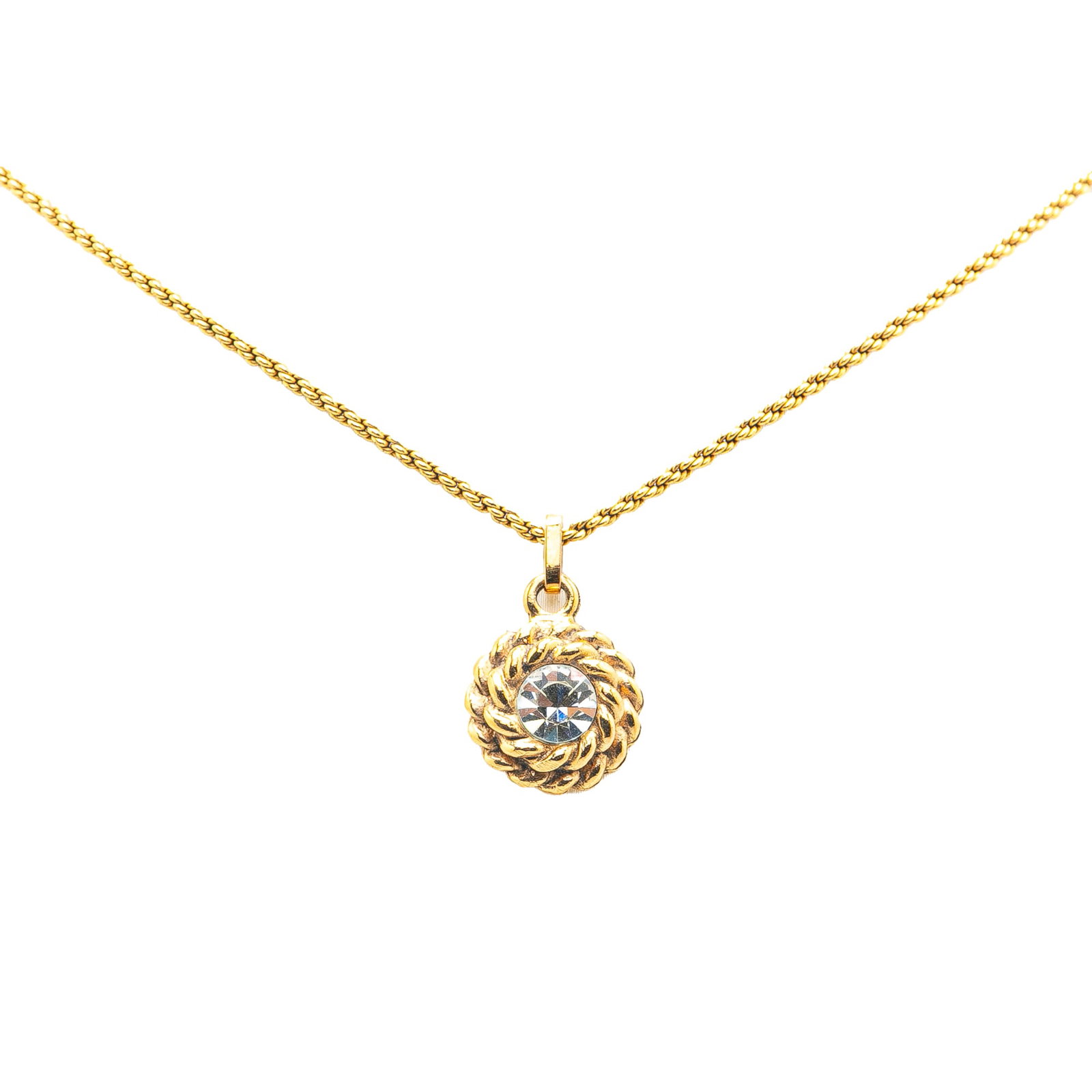 Chanel Gold Plated Rhinestone Pendant Necklace Fashion Jewelry: Chanel Gold Plated Rhinestone Pendant Necklace Fashion Jewelry Elevate your accessory collection with this exquisite Chanel Gold Plated Rhinestone Pendant Necklace. The necklace features a stunning go