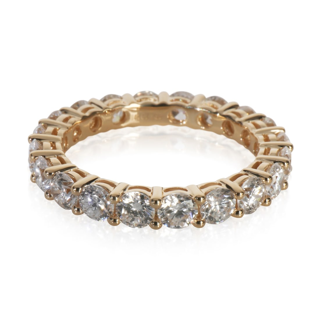 Eternity Band 14K Yellow Gold With 2.96ctw Lab-Grown Diamonds Size 7: Eternity Band 14K Yellow Gold With 2.96ctw Lab-Grown Diamonds Size 7 This pre-owned women's eternity band features 2.96 carats total weight of round brilliant lab-grown diamonds set in 14K yellow gold