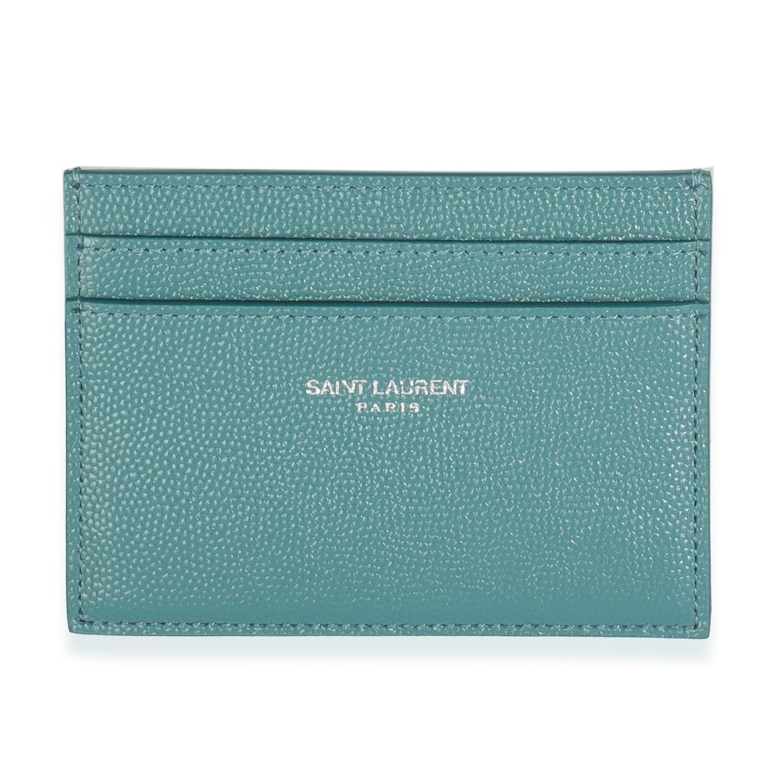 Saint Laurent Leather Blue Green Credit Card Wallet Italy: Saint Laurent Leather Blue Green Credit Card Wallet Italy This Saint Laurent credit card case features turquoise grain de poudre leather in blue and green tones. Designed for unisex use, it offers a s