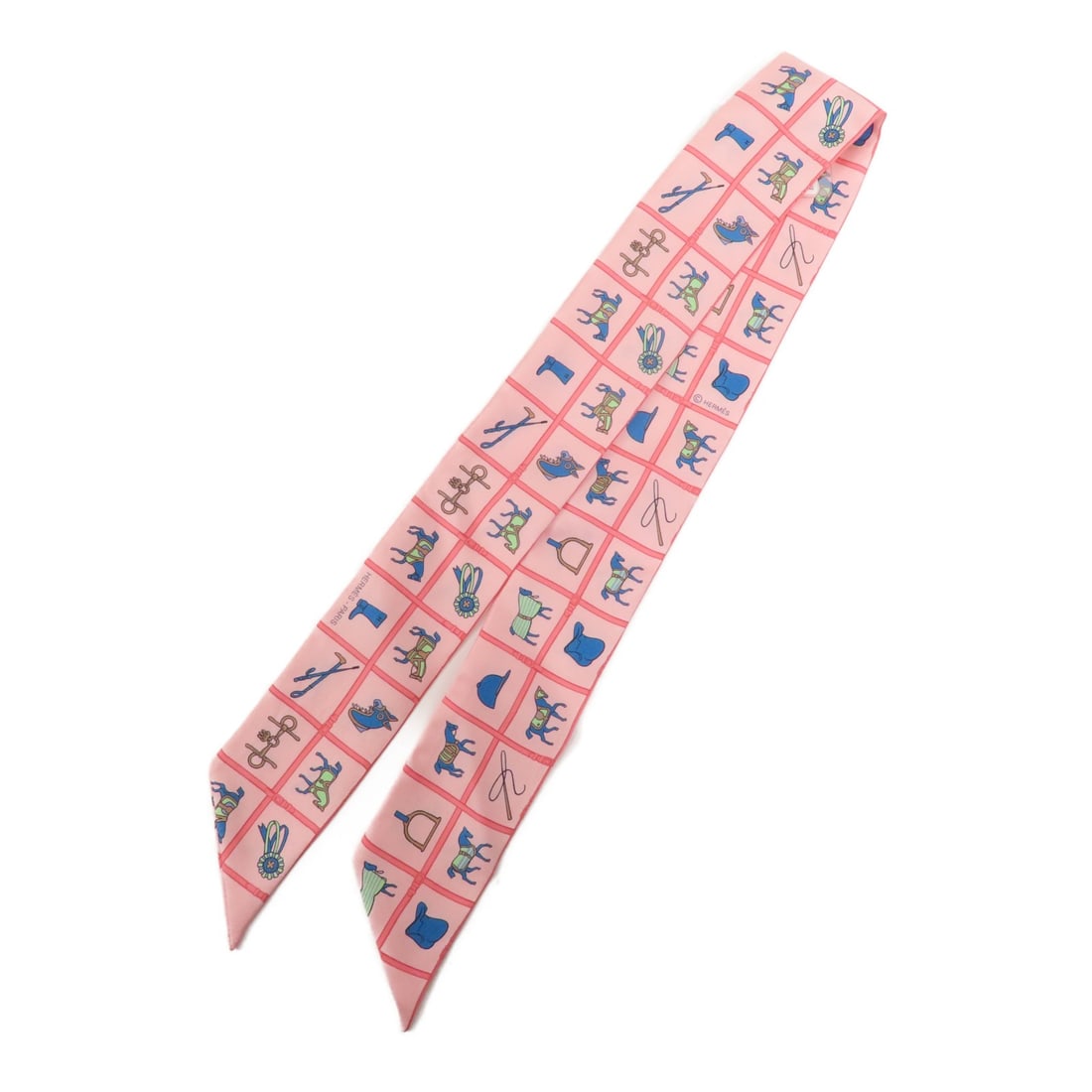 Hermes Pink Silk Twilly Scarf Women's French Luxury Accessory: Hermes Pink Silk Twilly Scarf Women's French Luxury Accessory This Hermes Twilly scarf is crafted from luxurious pink silk and designed for women. Made in France, it features a regular size and offers