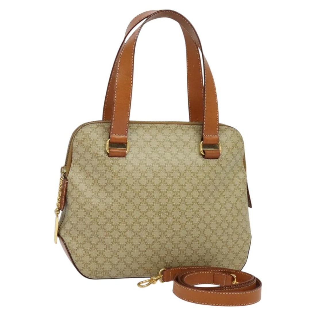Celine Macadam Beige Canvas Shoulder Bag Vintage Italy: Celine Macadam Beige Canvas Shoulder Bag Vintage Italy This Celine Vintage Macadam handbag features a beige canvas exterior with signature Macadam pattern and leather accents. Designed for women, it o