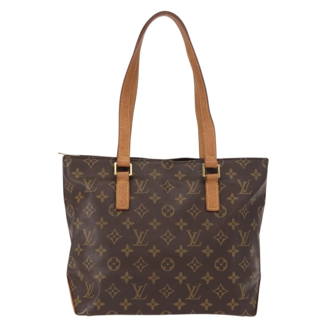 Louis Vuitton Cabas Mezzo brown monogram canvas tote handbag: Louis Vuitton Cabas Mezzo brown monogram canvas tote handbag The Louis Vuitton Cabas Mezzo is a women's tote bag crafted from the iconic brown Monogram canvas. This French-made bag features leather ac