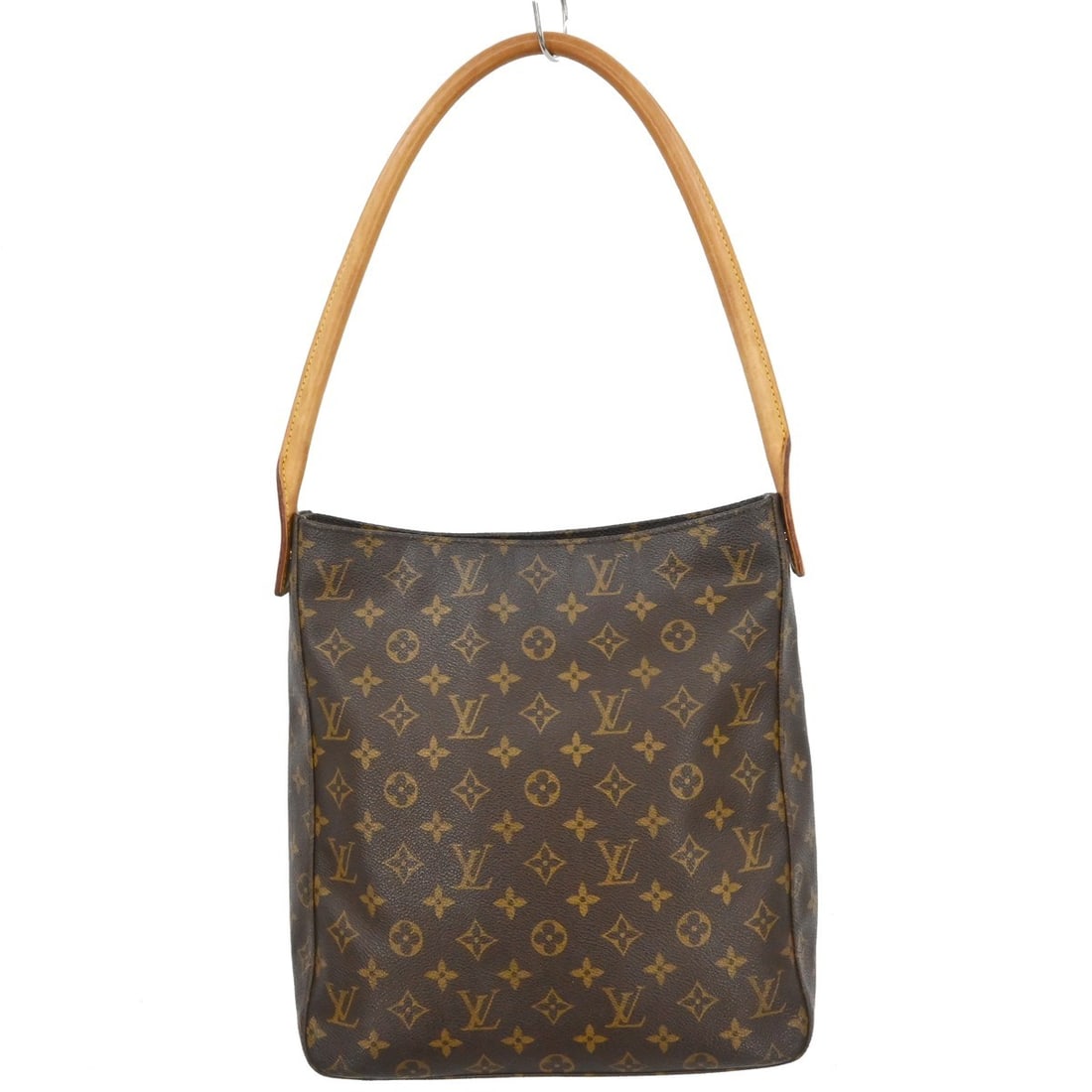 Louis Vuitton Looping GM Monogram Shoulder Bag M51145: Louis Vuitton Looping GM Monogram Shoulder Bag M51145 This Louis Vuitton Looping GM shoulder bag features the iconic Monogram pattern on brown leather, complemented by beige leather handles and a beig