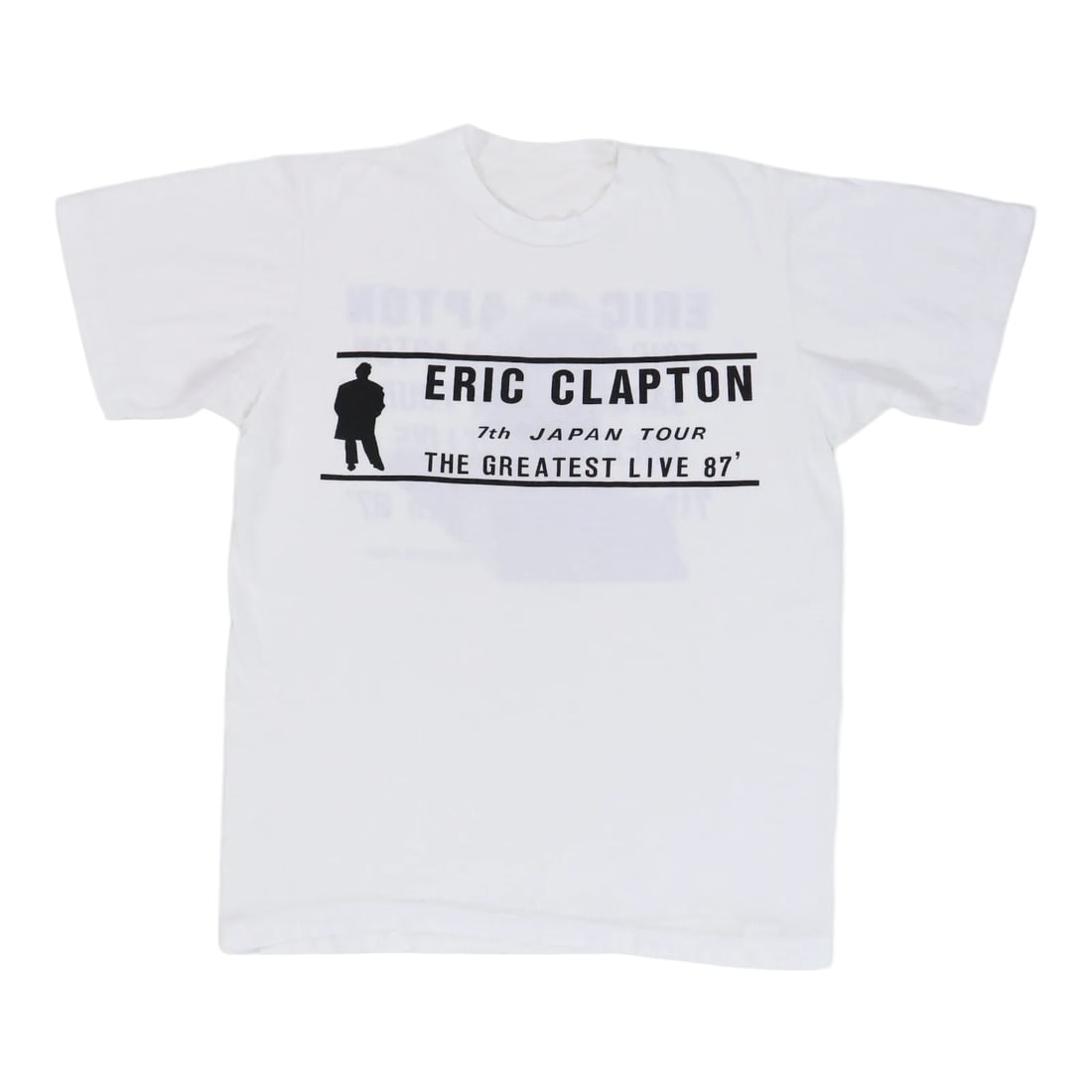Vintage 1987 Eric Clapton Japan Concert Tour White Cotton T-Shirt: Vintage 1987 Eric Clapton Japan Concert Tour White Cotton T-Shirt This is an original vintage 1987 Eric Clapton Japan Tour shirt featuring front and back graphics. The shirt is made of 100% cotton in 