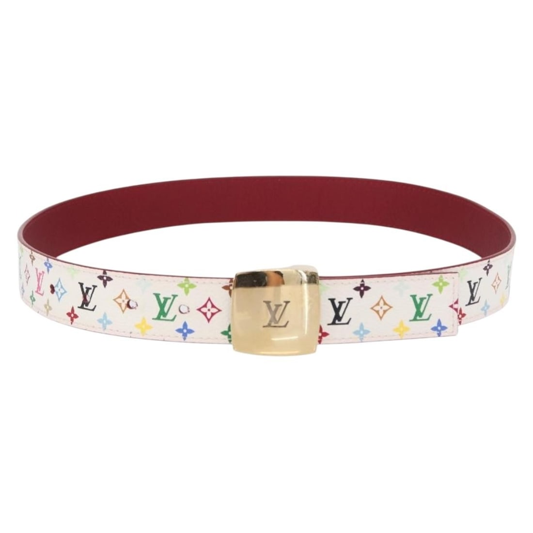 LOUIS VUITTON Multicolor Canvas Cut Belt White M9682W with Dust Bag: LOUIS VUITTON Multicolor Canvas Cut Belt White M9682W with Dust Bag Elevate your accessory collection with this LOUIS VUITTON Multicolor Ceinture LV Cut Belt. Crafted from durable Monogram Multicolor 
