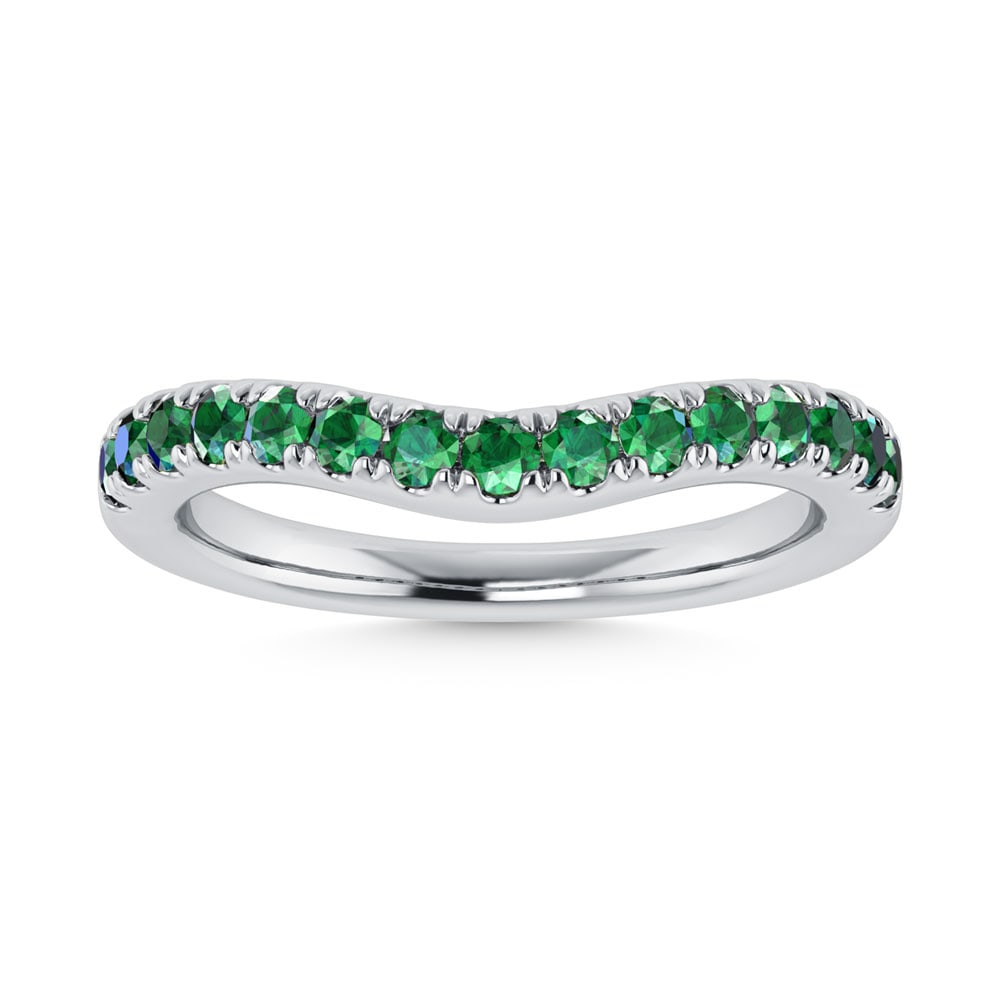 14K White Gold Emerald 3/8 Ct.Tw. Curve Band: 14K White Gold Emerald 3/8 Ct.Tw. Curve Band 14k White Gold Stone Color: G-h Stone Clarity: I1 Each ring is presented in standard size 6.5. Complimentary resizing is available between sizes 510 (in 1/
