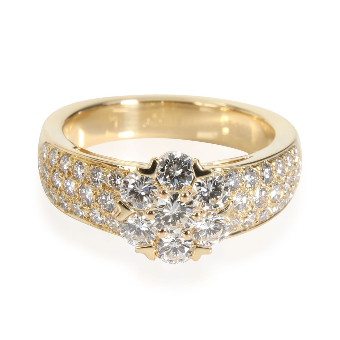 Fleurette 18K Yellow Gold Diamond Ring 1.15ctw With Papers by Van Cleef & Arpels: Fleurette 18K Yellow Gold Diamond Ring 1.15ctw With Papers by Van Cleef & Arpels This Van Cleef & Arpels Fleurette ring features round diamonds with a total carat weight of 1.15 ct set in 18K yellow g