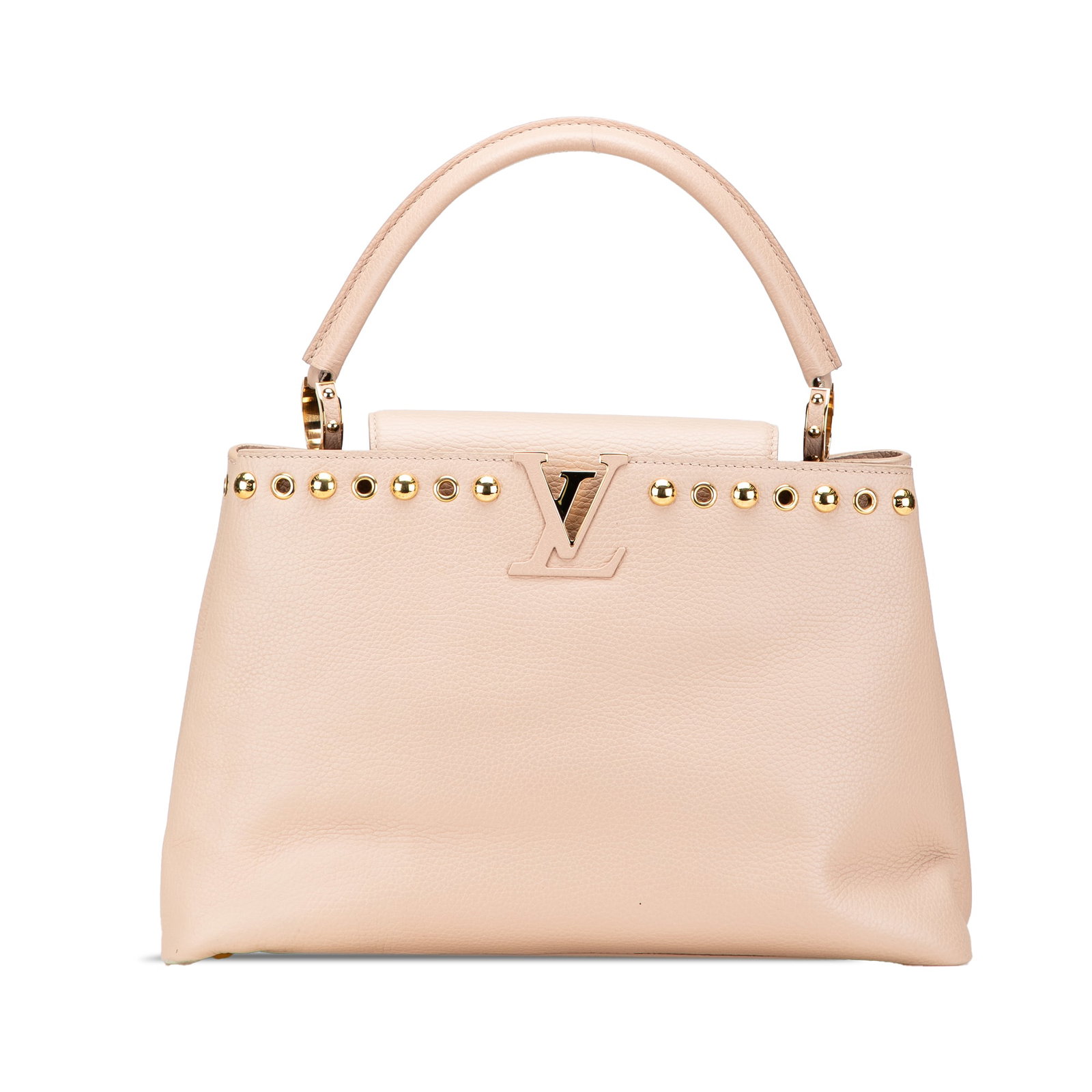 Louis Vuitton Taurillon Studdy Capucines MM Brown Leather Handbag: Louis Vuitton Taurillon Studdy Capucines MM Brown Leather Handbag The Louis Vuitton Taurillon Studdy Capucines MM is a sophisticated handbag crafted from premium Taurillon leather, showcasing distinct