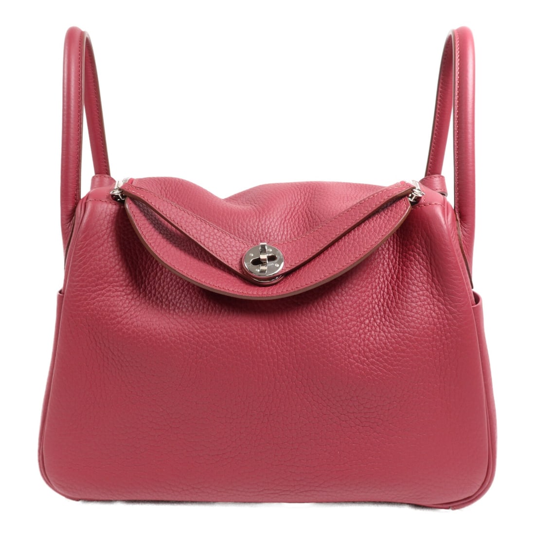 HERMES Lindy 30 Shoulder Bag Clemence Leather Rouge Grenade PHW: HERMES Lindy 30 Shoulder Bag Clemence Leather Rouge Grenade PHW Introducing the HERMES Lindy 30 2 Way Shoulder Bag, a stunning accessory crafted from premium Clemence calfskin leather in a vibrant Rou