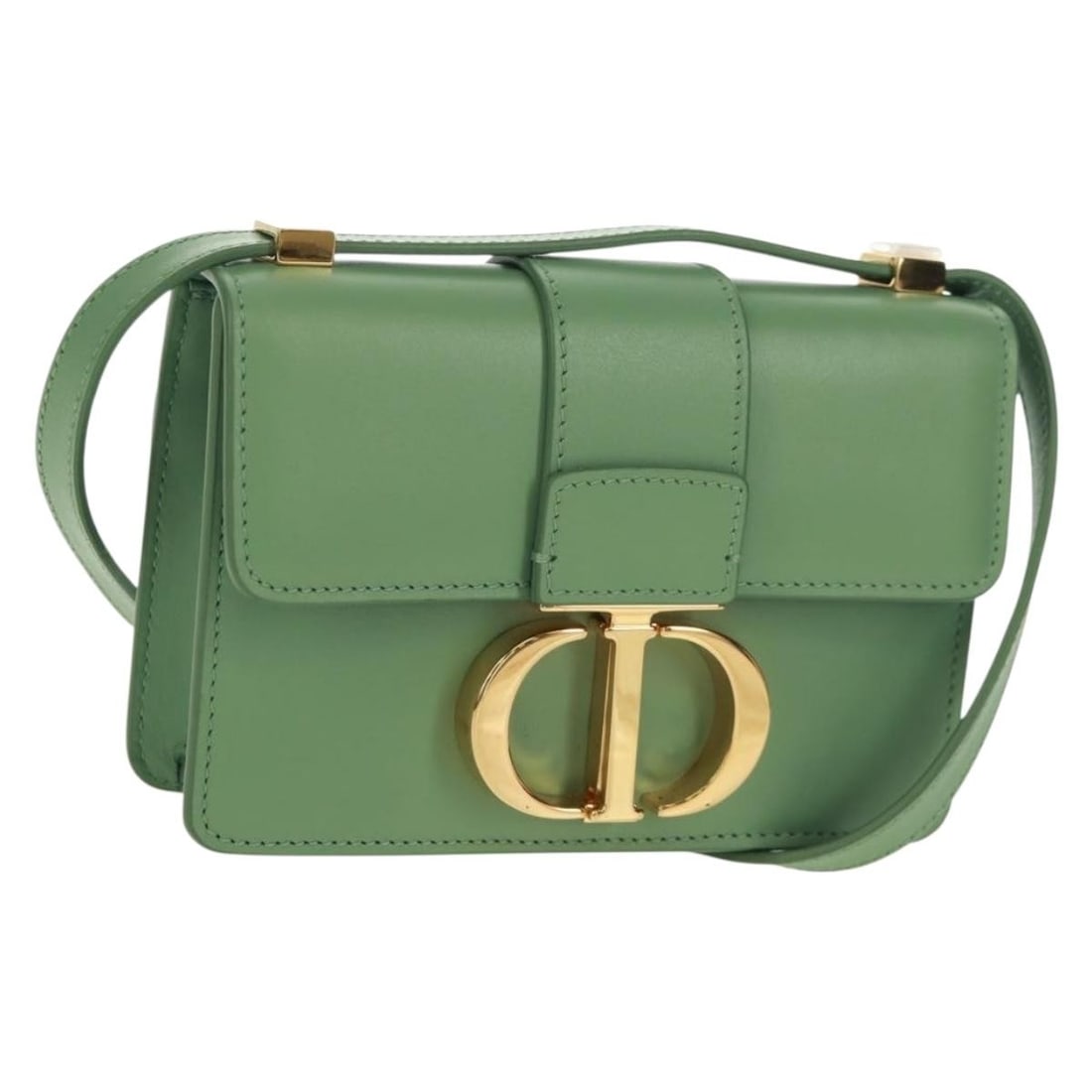 Christian Dior 30 Montaigne Micro Shoulder Bag Green and Gold Leather: Christian Dior 30 Montaigne Micro Shoulder Bag Green and Gold Leather This Christian Dior Micro 30 Montaigne shoulder bag is crafted from leather in a striking gold and green color combination. Design