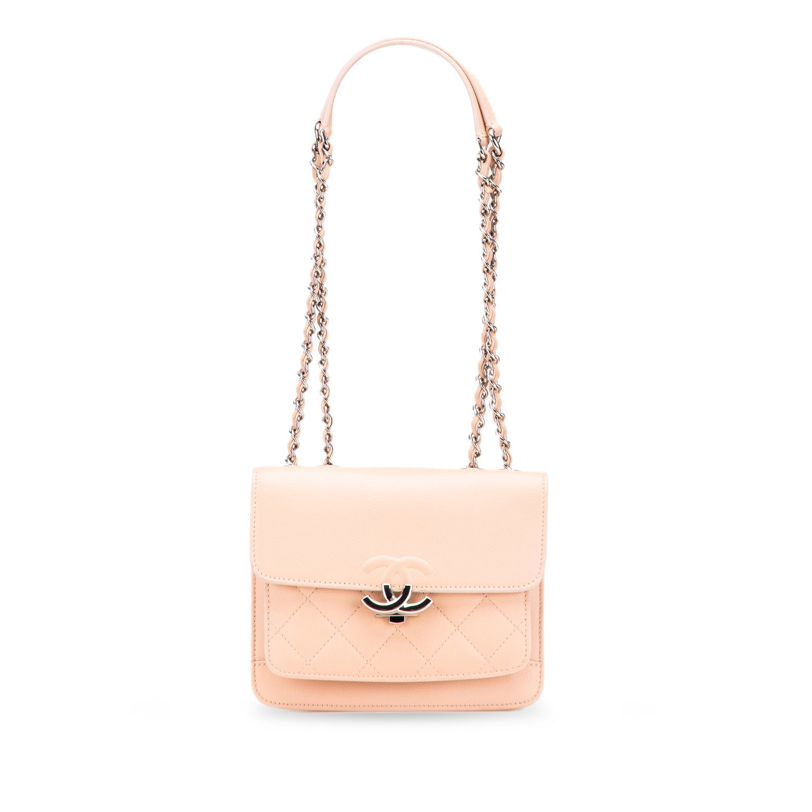 Chanel Mini Quilted Caviar CC Box Flap Pink Leather Shoulder Bag: Chanel Mini Quilted Caviar CC Box Flap Pink Leather Shoulder Bag Introducing the Chanel Mini Quilted Caviar CC Box Flap, a stylish shoulder bag crafted from luxurious quilted Caviar leather. This eleg
