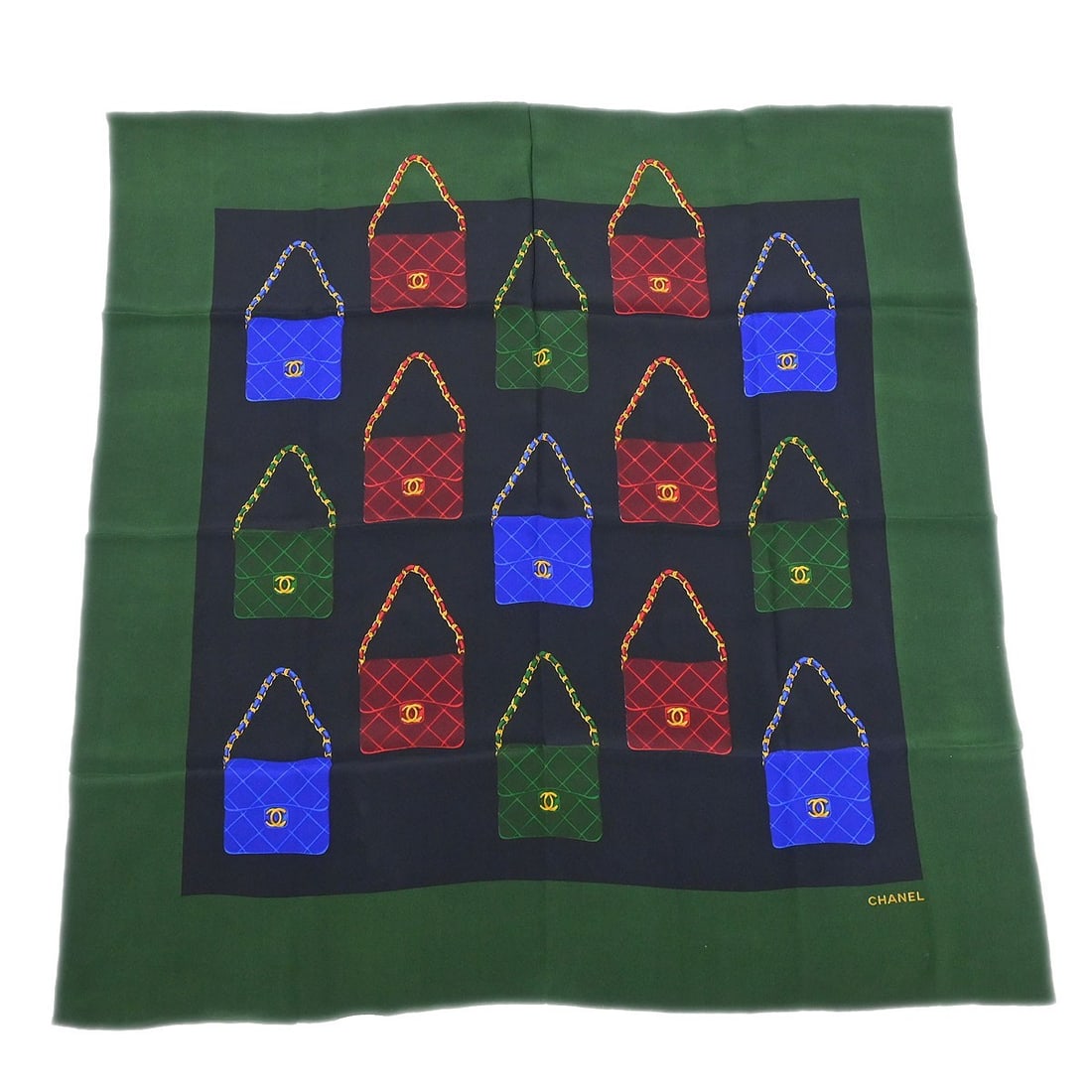 Green Scarf by Chanel Small Accessory from Italy: Green Scarf by Chanel Small Accessory from Italy This Chanel scarf features a vibrant green color and is crafted in Italy. It is in very good condition, making it a stylish accessory for various occas