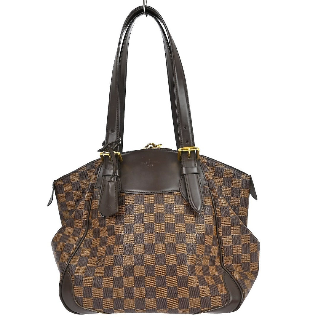 Louis Vuitton Verona MM Damier Canvas Medium Brown Tote Bag: Louis Vuitton Verona MM Damier Canvas Medium Brown Tote Bag This Louis Vuitton Verona MM tote handbag features the iconic Damier canvas leather exterior in brown with signature logo accents. Designed 