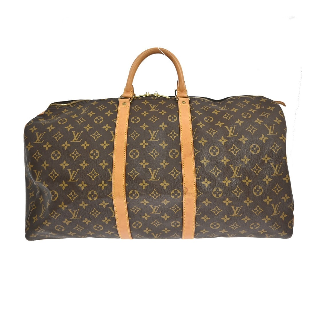 Louis Vuitton Keepall 55 Monogram Canvas Extra Large Travel Duffle Bag M41424: Louis Vuitton Keepall 55 Monogram Canvas Extra Large Travel Duffle Bag M41424 The Louis Vuitton Keepall 55 is an extra-large travel handbag crafted from signature monogram canvas leather with beige le