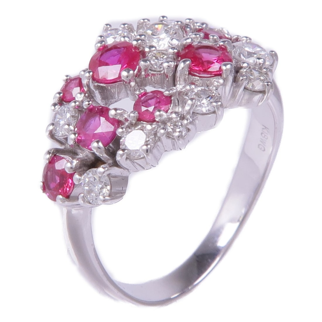 Jewelry Ruby Diamond Ring in 18K White Gold Size 5.75 (1 of 8)