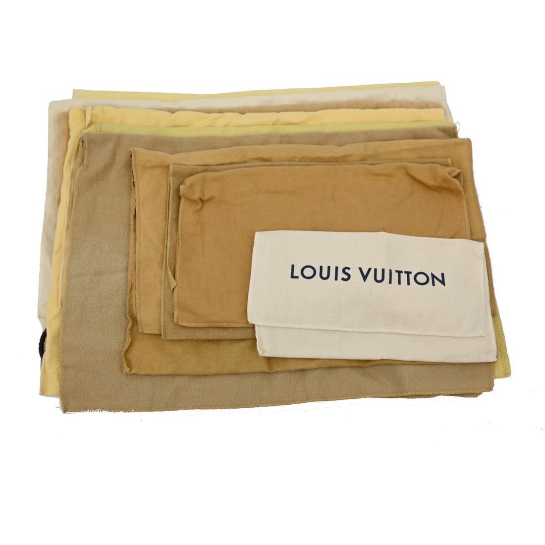 Louis Vuitton Authentic Dust Bag Set of 10 Brown Beige Cotton: Louis Vuitton Authentic Dust Bag Set of 10 Brown Beige Cotton This authentic Louis Vuitton dust bag set includes 10 pieces, featuring a classic brown and beige color scheme. Made from 100% cotton, the