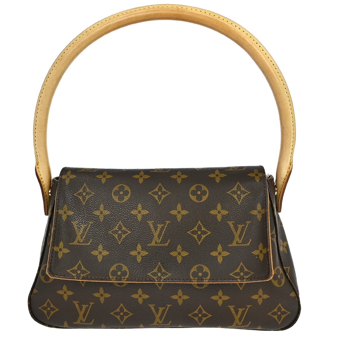 Louis Vuitton Mini Looping Monogram Canvas Top Handle Bag Brown M51147: Louis Vuitton Mini Looping Monogram Canvas Top Handle Bag Brown M51147 This Louis Vuitton Monogram Mini Looping handbag features the iconic monogram canvas leather exterior with a brown finish and log