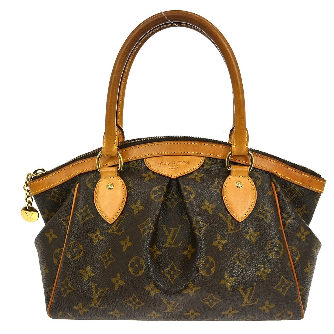 Louis Vuitton Tivoli PM Monogram Canvas Leather Medium Tote Handbag: Louis Vuitton Tivoli PM Monogram Canvas Leather Medium Tote Handbag This Louis Vuitton Monogram Tivoli PM handbag features classic monogram canvas leather with brown tones and signature logo accents. 