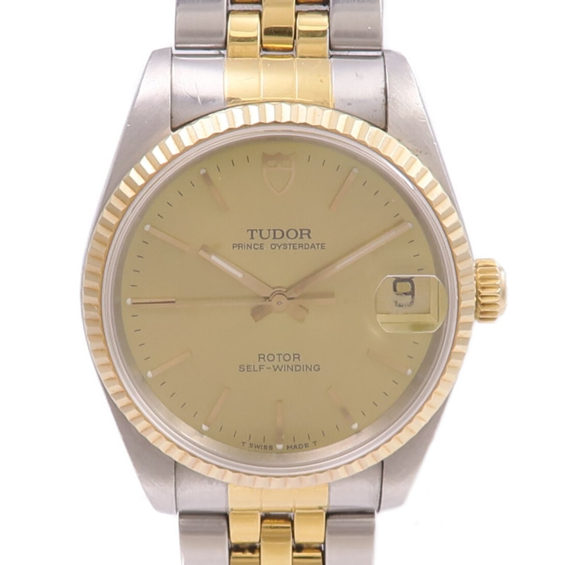 TUDOR Prince Oysterdate 72033 Automatic Wristwatch in 18K Yellow Gold and Steel: TUDOR Prince Oysterdate 72033 Automatic Wristwatch in 18K Yellow Gold and Steel This TUDOR Prince Oysterdate 72033 is an automatic wristwatch crafted from 18K yellow gold and stainless steel. It featu