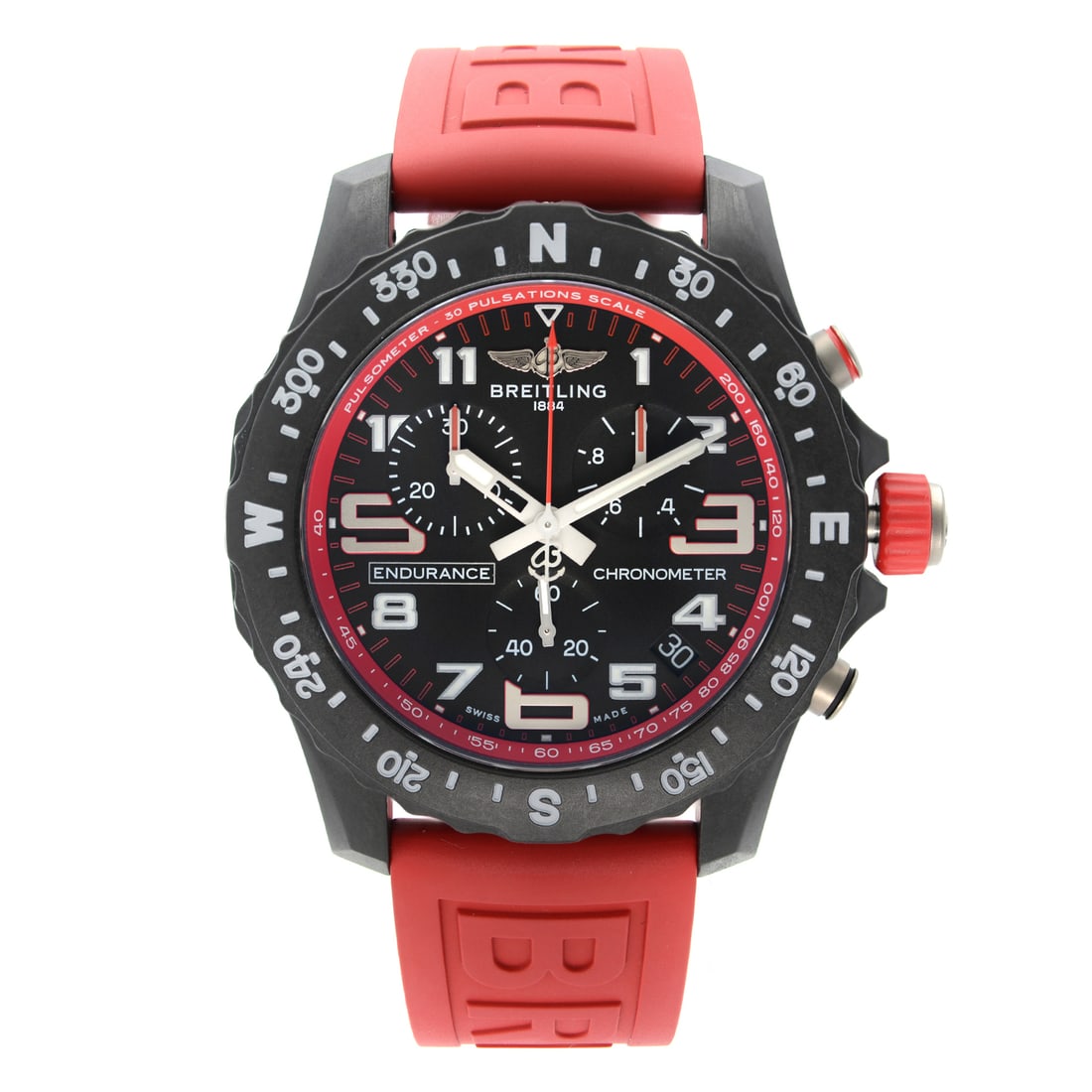 Breitling Endurance Pro Quartz Men's Watch X82310D91B1S1 Red Rubber Strap: Breitling Endurance Pro Quartz Men's Watch X82310D91B1S1 Red Rubber Strap The Breitling Endurance Pro is a striking men's wristwatch designed for the active lifestyle. Featuring a durable Breitlight c
