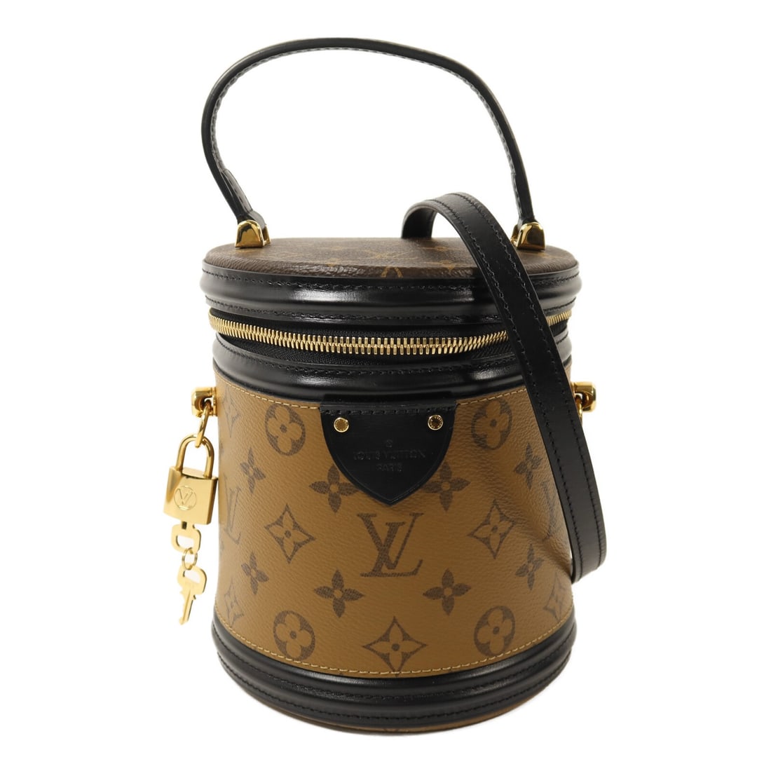 Louis Vuitton Cannes Monogram Reverse Brown Shoulder Bag with Gold Hardware: Louis Vuitton Cannes Monogram Reverse Brown Shoulder Bag with Gold Hardware This Louis Vuitton Cannes 2-way shoulder bag features the iconic Monogram Reverse brown PVC coated canvas exterior. Designed