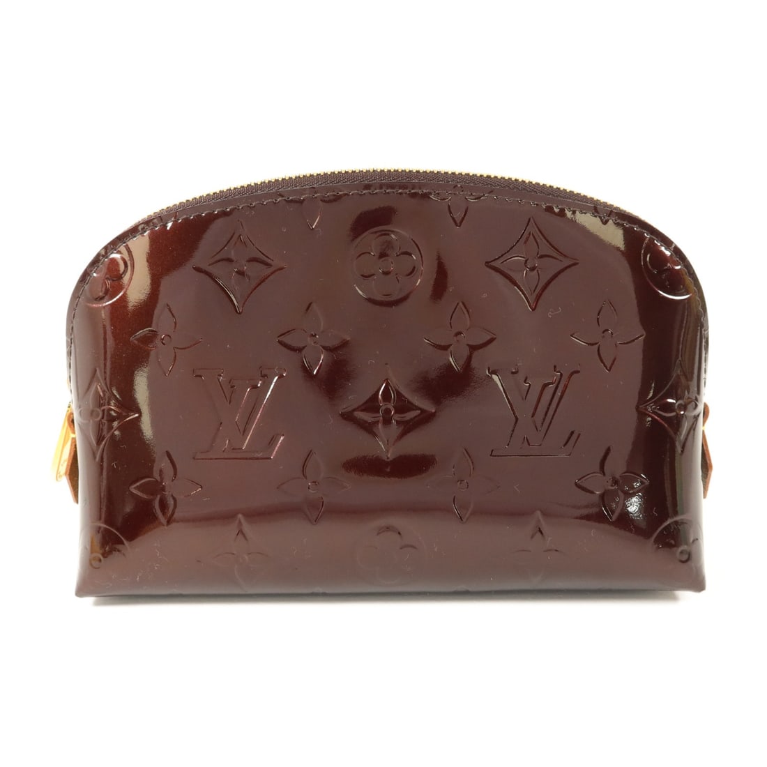 Louis Vuitton Monogram Vernis Red Cosmetic Pouch GHW M91495: Louis Vuitton Monogram Vernis Red Cosmetic Pouch GHW M91495 This Louis Vuitton cosmetic pouch is crafted from red Monogram Vernis patent leather and features gold-tone hardware. Designed for women, it