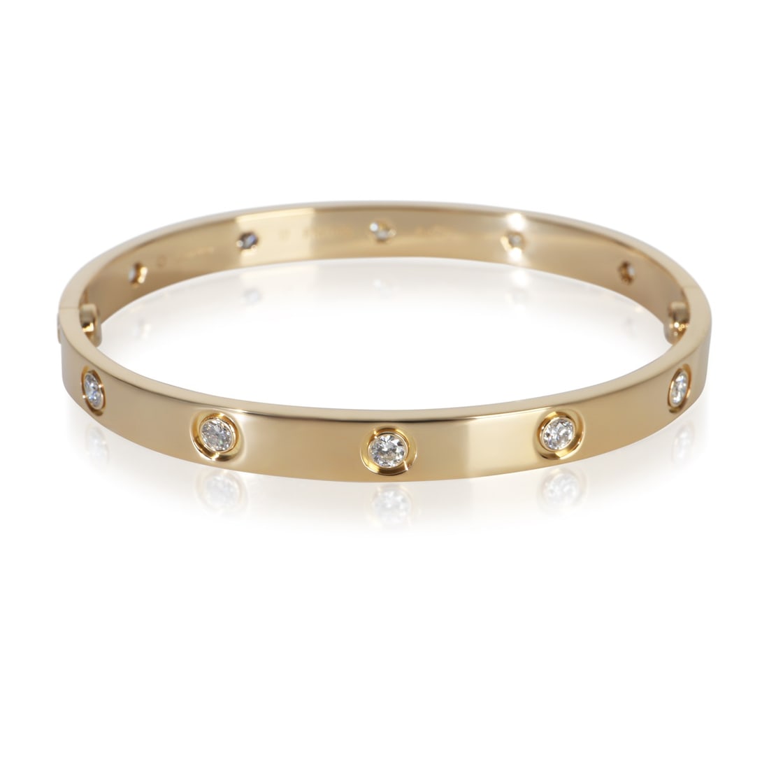 Cartier Love 18k Yellow Gold Diamond Bracelet with Box and Papers 17cm: Cartier Love 18k Yellow Gold Diamond Bracelet with Box and Papers 17cm This Cartier Love bracelet is crafted from 18k yellow gold and features round brilliant white diamonds with a total carat weight 